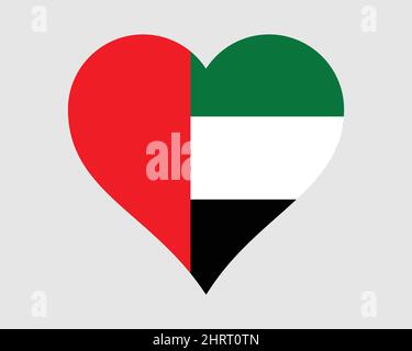 Drapeau des Émirats arabes Unis. Drapeau national des Émirats arabes Unis Love Shape Country Nation. Icône de bannière émirati symbole de signe. Illustration du vecteur EPS. Illustration de Vecteur