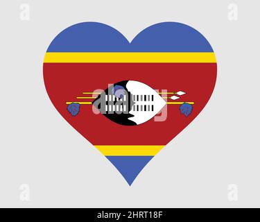 Drapeau eSwatini Heart. Drapeau national de la nation du pays de la forme d'amour du Swaziland. Royaume d'eSwatini bannière icône symbole signe. Illustration du vecteur EPS. Illustration de Vecteur