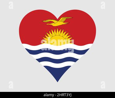 Kiribati Heart Flag. I-Kiribati Love Shape Country Nation drapeau national. République de Kiribati symbole de bannière icône. Illustration du vecteur EPS. Illustration de Vecteur