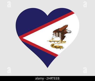 Drapeau du cœur des Samoa américaines. Drapeau américain de forme d'amour de Samoan. Icône de bannière des Samoa américaines symbole Clipart. Illustration du vecteur EPS. Illustration de Vecteur