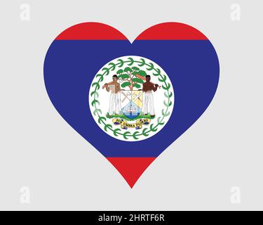 Drapeau de coeur de Belize. Drapeau national de la nation de pays de la forme d'amour de Belizean. Symbole de symbole d'icône de bannière B'zean. Illustration du vecteur EPS. Illustration de Vecteur