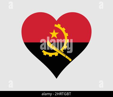 Drapeau du coeur de l'Angola. Drapeau national de la nation de pays Angolais de forme d'amour. République d'Angola symbole de bannière. Illustration du vecteur EPS. Illustration de Vecteur