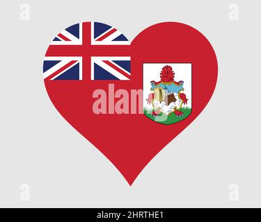 Drapeau du coeur des Bermudes. Drapeau de forme d'amour Somers Isles. Les Bermudas British Overseas territoire Banner Icon Sign Symbol Clipart. Illustration du vecteur EPS. Illustration de Vecteur