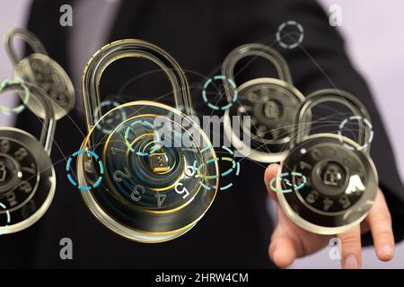 Illustration de l'arrière-plan du concept de sécurité technologique Banque D'Images