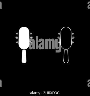 Glace sur bâton icône de jeu blanc couleur vecteur illustration image simple remplissage Uni contour ligne mince plat style Illustration de Vecteur
