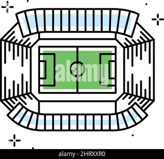 Icône du stade de football coloré isolé vue aérienne Vector Illustration de Vecteur