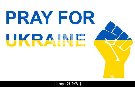 Motifs humains de poing dans les couleurs de drapeau de l'Ukraine. Priez pour l'Ukraine. Illustration de Vecteur