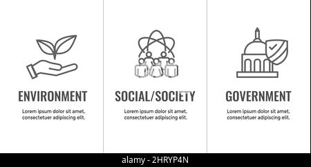 Environnement ou gouvernement environnemental et social avec icône gouvernance définie pour ESG Illustration de Vecteur