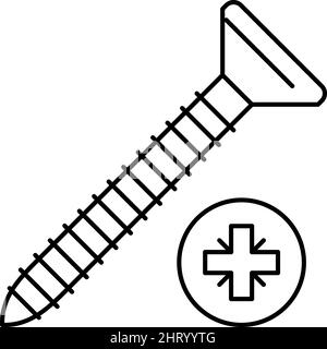 illustration vectorielle d'icône de ligne de vis en bois Illustration de Vecteur