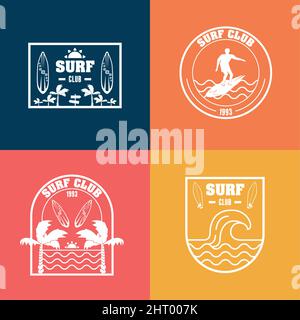 surf sport quatre icônes Illustration de Vecteur