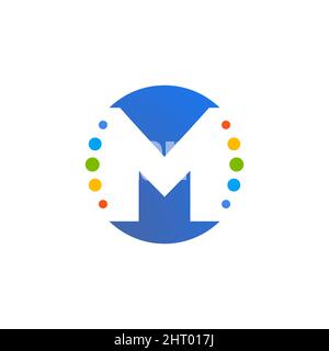 Motif vectoriel de la lettre M à pois colorés. Illustration de Vecteur