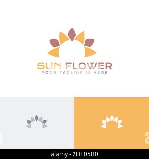 Modèle de logo de fleuriste à fleurs de soleil brillant Illustration de Vecteur