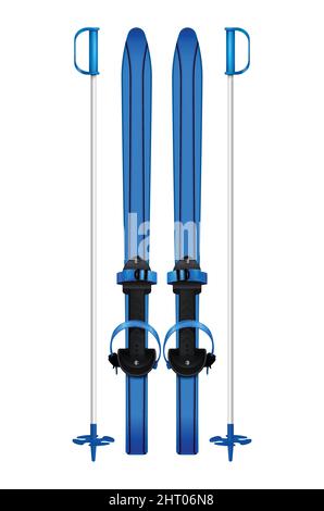 Équipement de snowboard de ski composition réaliste avec image isolée du ski avec des bâtons sur fond vierge illustration vectorielle Illustration de Vecteur