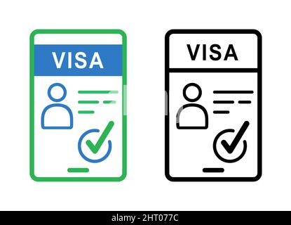 Visa, document, arrivée. Contour de l'icône de passeport étranger. Maison de douane. Illustration de Vecteur
