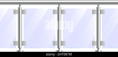 Composition de balustrades de clôture de balcon avec vue avant réaliste d'une illustration vectorielle isolée de clôture de style forgé décorative Illustration de Vecteur