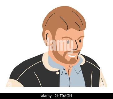 Jeune homme avec barbe dans un t-shirt. Illustration de Vecteur