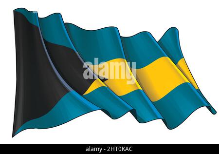 Illustration vectorielle d'un drapeau des Bahamas. Tous les éléments sont soigneusement définis sur des couches et des groupes bien définis. Illustration de Vecteur