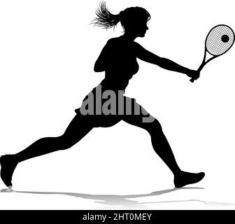 Tennis Silhouette Sport Player Femme Illustration de Vecteur