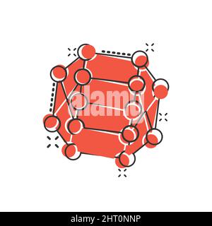 L'icône de la molécule d'ADN dans le style comique. Illustration vectorielle Atom sur fond blanc isolé. Concept commercial de signe d'effet de splash en spirale moléculaire. Illustration de Vecteur