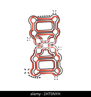 L'icône de la molécule d'ADN dans le style comique. Illustration vectorielle Atom sur fond blanc isolé. Concept commercial de signe d'effet de splash en spirale moléculaire. Illustration de Vecteur