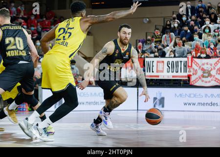 Monaco. 25th févr. 2022. Mike James de Monaco lors du match de basket-ball EuroLeague de Turkish Airlines entre AS Monaco basket et Fenerbahce Beko Istanbul le 25 février 2022 à la salle Gaston Medecin à Monaco - photo: Mathieu Coquillet/DPPI/LiveMedia crédit: Agence photo indépendante/Alay Live News Banque D'Images