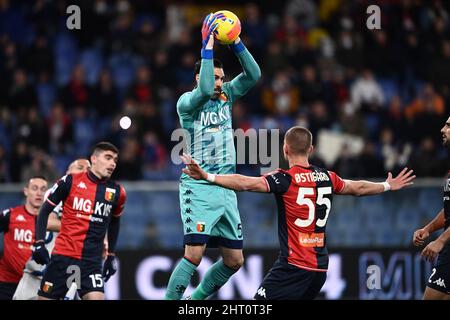 Gênes, Italie. 25th févr. 2022. Salvatore Sirigu (Gênes) pendant le match italien 'erie A' entre Gênes 0-0 Inter au stade Luigi Ferraris le 24 février 2022 à Gênes, Italie. Credit: Maurizio Borsari/AFLO/Alay Live News Credit: AFLO Co. Ltd./Alay Live News Banque D'Images