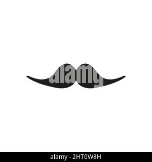 Icône plate de la moustache. Icône en forme de moustaches. Moustache monochrome isolée sur fond Illustration de Vecteur