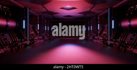Laboratoire d'installation robotique inconnue Cosmic Dark Colors fond moderne utilisé pour les présentations 3D rendu Banque D'Images