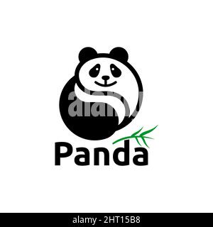 Logo design panda silhouette vecteur, modèle Illustration de Vecteur