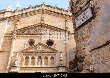 Espagne, octobre 2021: Eglise Ichrétienne en pierre de la glésie de la Asunción en Crétas, Teruel, Aragon, Espagne. Banque D'Images