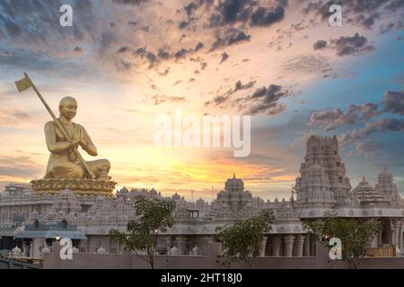 Statue de Ramanuja, statue de l'égalité, Muchintal, Hyderabad, Telengana, Inde. Banque D'Images