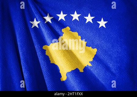 Drapeau du Kosovo sur l'illustration de la surface de la serviette avec, symbole du pays Banque D'Images