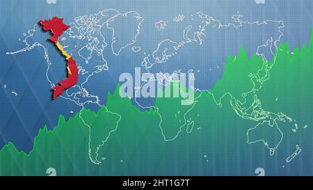 Carte du Vietnam, succès financier, croissance économique Banque D'Images