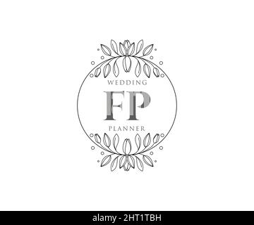 FP initiales lettre mariage monogramme collection de logos, dessin à la main moderne minimaliste et modèles floraux pour cartes d'invitation, Save the Date, élégant Illustration de Vecteur