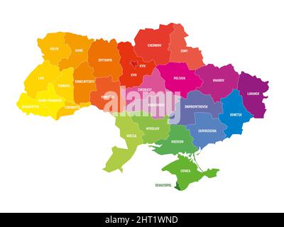 Ukraine - carte administrative des oblastes Illustration de Vecteur