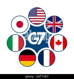 Illustration vectorielle à motif drapeau de G7 membres. Illustration de Vecteur