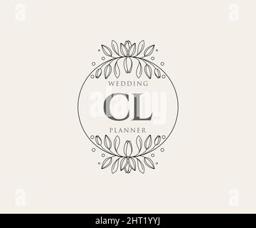 CL initiales lettre mariage monogramme logos collection, dessin à la main moderne minimaliste et modèles floraux pour cartes d'invitation, Save the Date, élégant Illustration de Vecteur