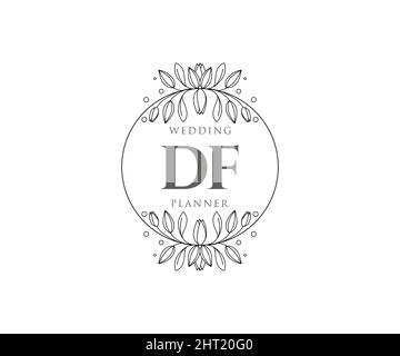 DF initiales lettre mariage monogramme collection de logos, dessin à la main moderne minimaliste et modèles floraux pour cartes d'invitation, Save the Date, élégant Illustration de Vecteur