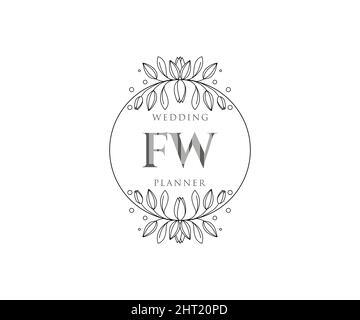 FW initiales lettre mariage monogramme logos collection, dessin à la main moderne minimalistes et modèles floraux pour cartes d'invitation, Save the Date, élégant Illustration de Vecteur