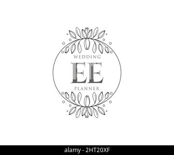 EE initiales lettre mariage monogramme collection de logos, dessin à la main moderne minimaliste et modèles floraux pour cartes d'invitation, Save the Date, élégant Illustration de Vecteur