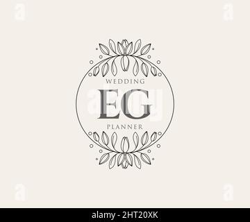 PAR EXEMPLE lettre initiale mariage monogramme collection de logos, dessin à la main moderne minimaliste et modèles floraux pour cartes d'invitation, Enregistrer la date, élégant Illustration de Vecteur