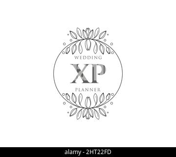 XP initiales lettre mariage monogramme collection de logos, dessin à la main moderne minimaliste et modèles floraux pour cartes d'invitation, Enregistrer la date, élégant Illustration de Vecteur