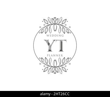 YT initiales lettre mariage monogramme logos collection, dessin à la main moderne minimaliste et modèles floraux pour cartes d'invitation, Save the Date, élégant Illustration de Vecteur