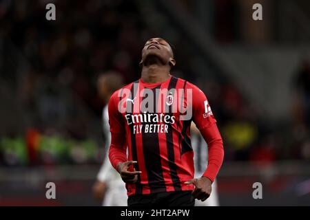 Rafael Leao (AC Milan) réagit pendant l'AC Milan contre Udinese Calcio, le football italien série A match à Milan, Italie, février 25 2022 Banque D'Images