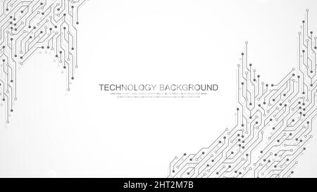 Arrière-plan vectoriel de carte mère avec éléments électroniques de carte de circuit imprimé. Texture électronique pour la technologie informatique, concept d'ingénierie. Carte mère Illustration de Vecteur