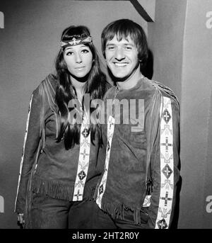 Chanteurs pop américains Sonny et cher. Londres, le 22nd août 1966. Banque D'Images