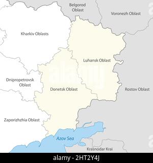 Carte des régions de Donetsk et de Lugansk en Ukraine. Différend entre l'Ukraine et la Russie Illustration de Vecteur