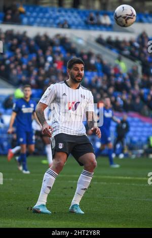 Cardiff, Royaume-Uni. 26th févr. 2022. Aleksandar Mitrovic #9 de Fulham en action pendant le match à Cardiff, Royaume-Uni le 2/26/2022. (Photo par Mike Jones/News Images/Sipa USA) crédit: SIPA USA/Alay Live News Banque D'Images