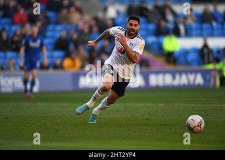 CARDIFF, ROYAUME-UNI. FÉV 26th Aleksandar Mitrovic de Fulham lors du match de championnat Sky Bet entre Cardiff City et Fulham au Cardiff City Stadium, Cardiff, le samedi 26th février 2022. (Credit: Jeff Thomas | MI News) Credit: MI News & Sport /Alay Live News Banque D'Images