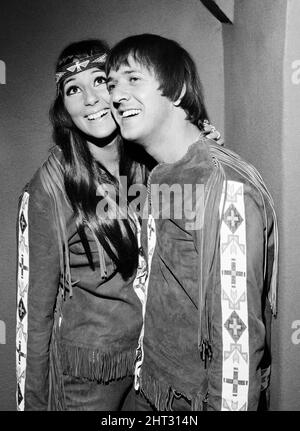 Chanteurs pop américains Sonny et cher. Londres, le 22nd août 1966. Banque D'Images